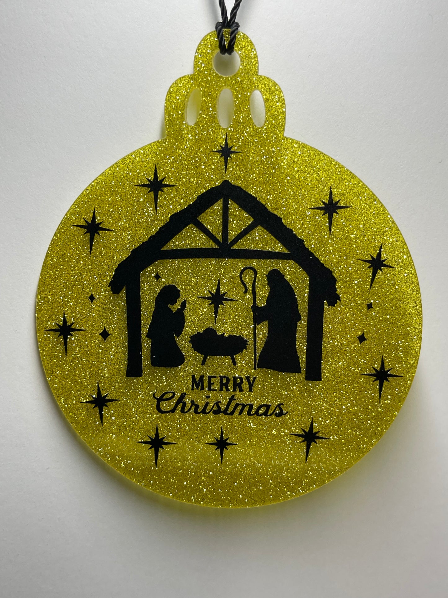 3 IN GOLD MANGER MERRY CHRISTMAS