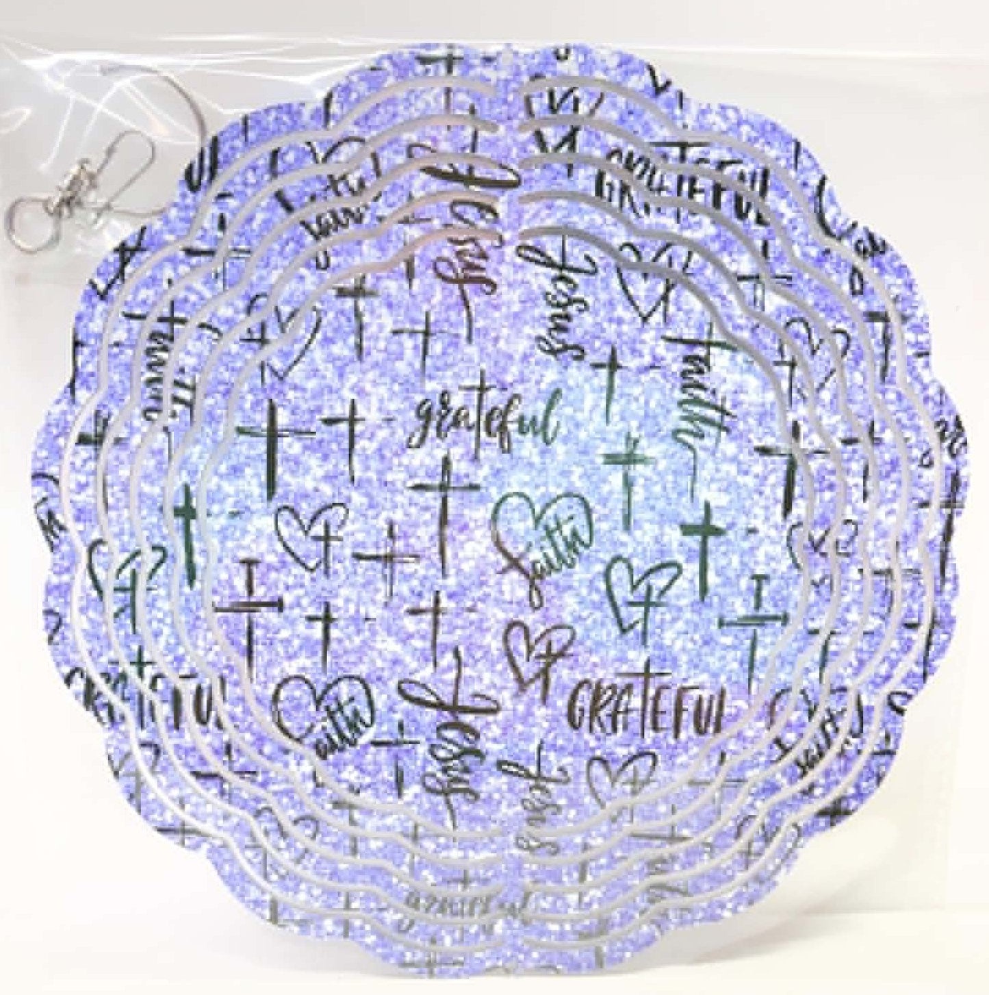 JESUS, CROSS, HEARTS - PURPLE