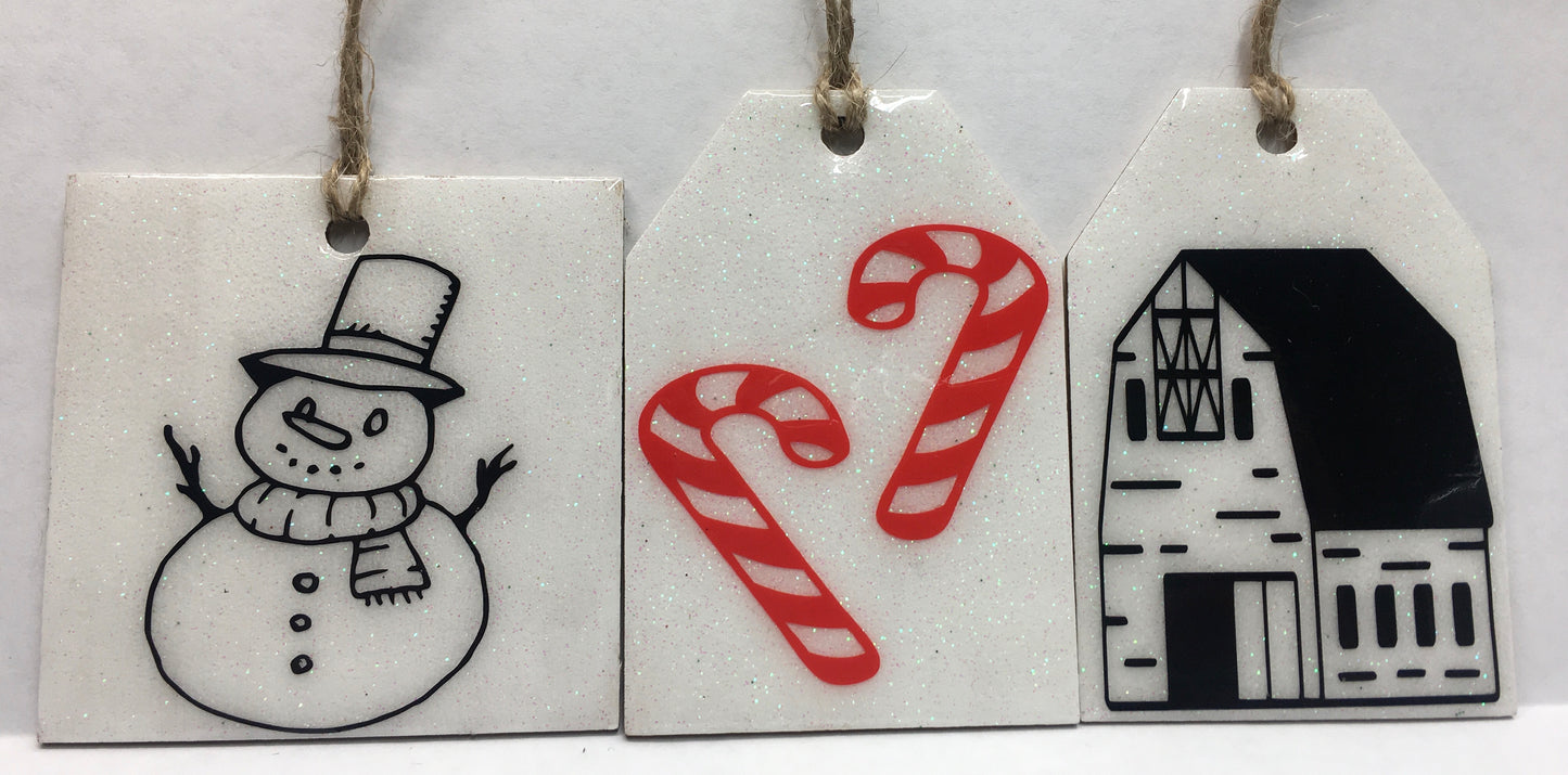 Barn, Snowman, Candy Cane’s Set of 3