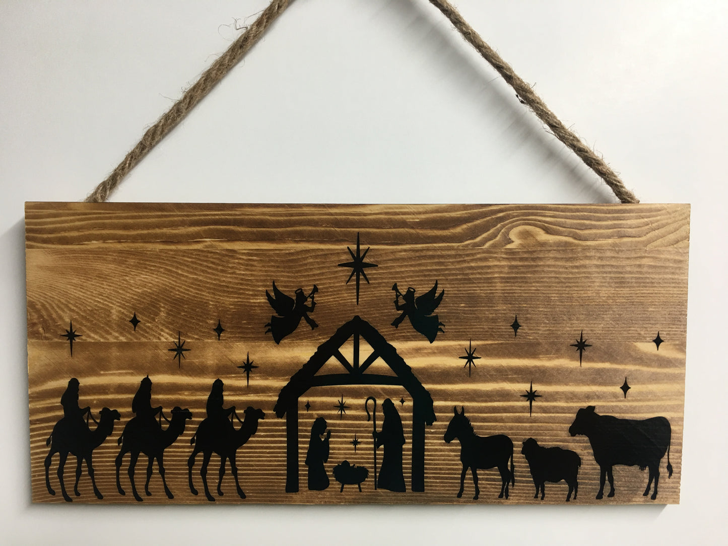 Dark Wood Nativity with Black Vinyl