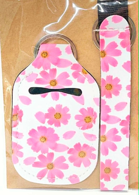 2 PC WHITE WITH PINK FLOWERS