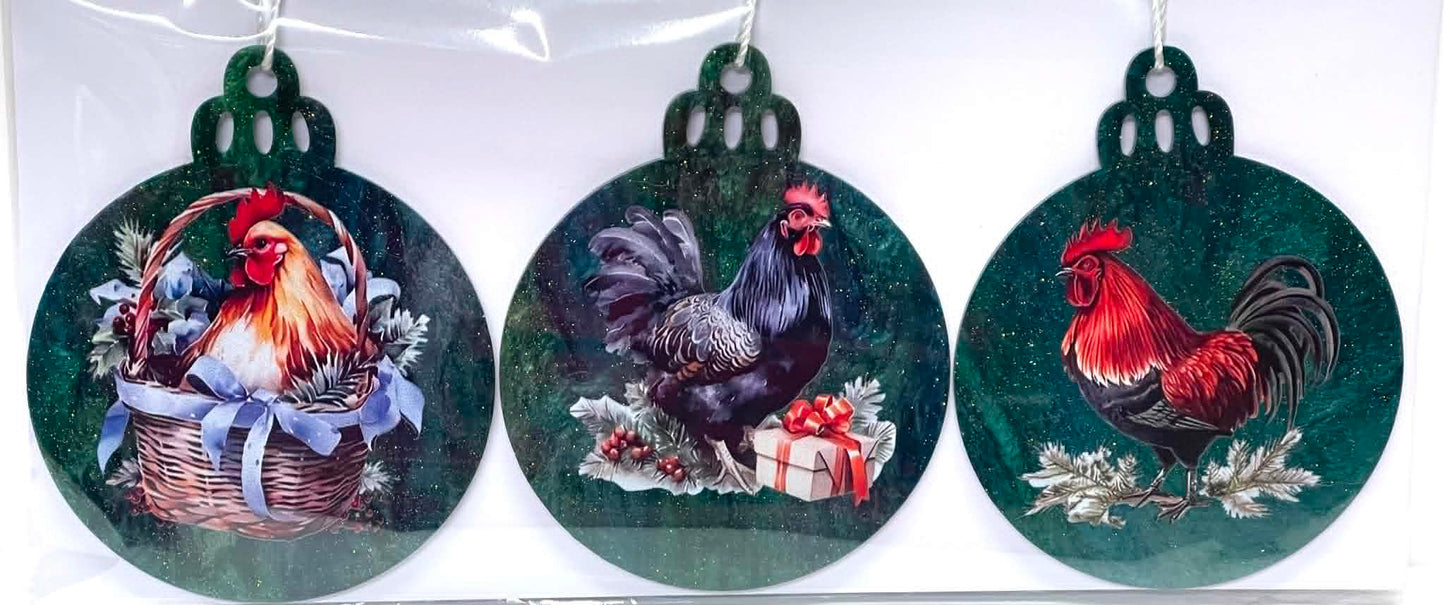 3 PC SET CHICKENS BASKET BLUE BOW