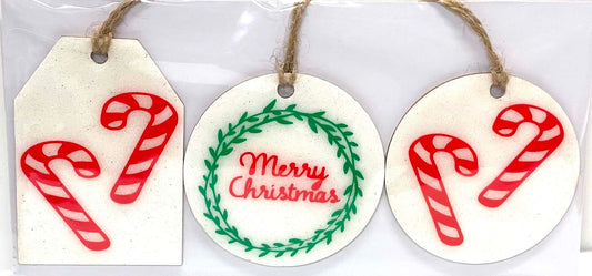 3 PC SET MEERY CHRISTMAS AND CANDY CANES