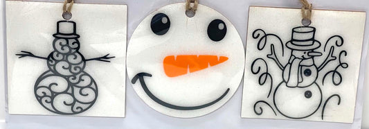 3 PC SET SNOWMAN SQUARES AND FACE