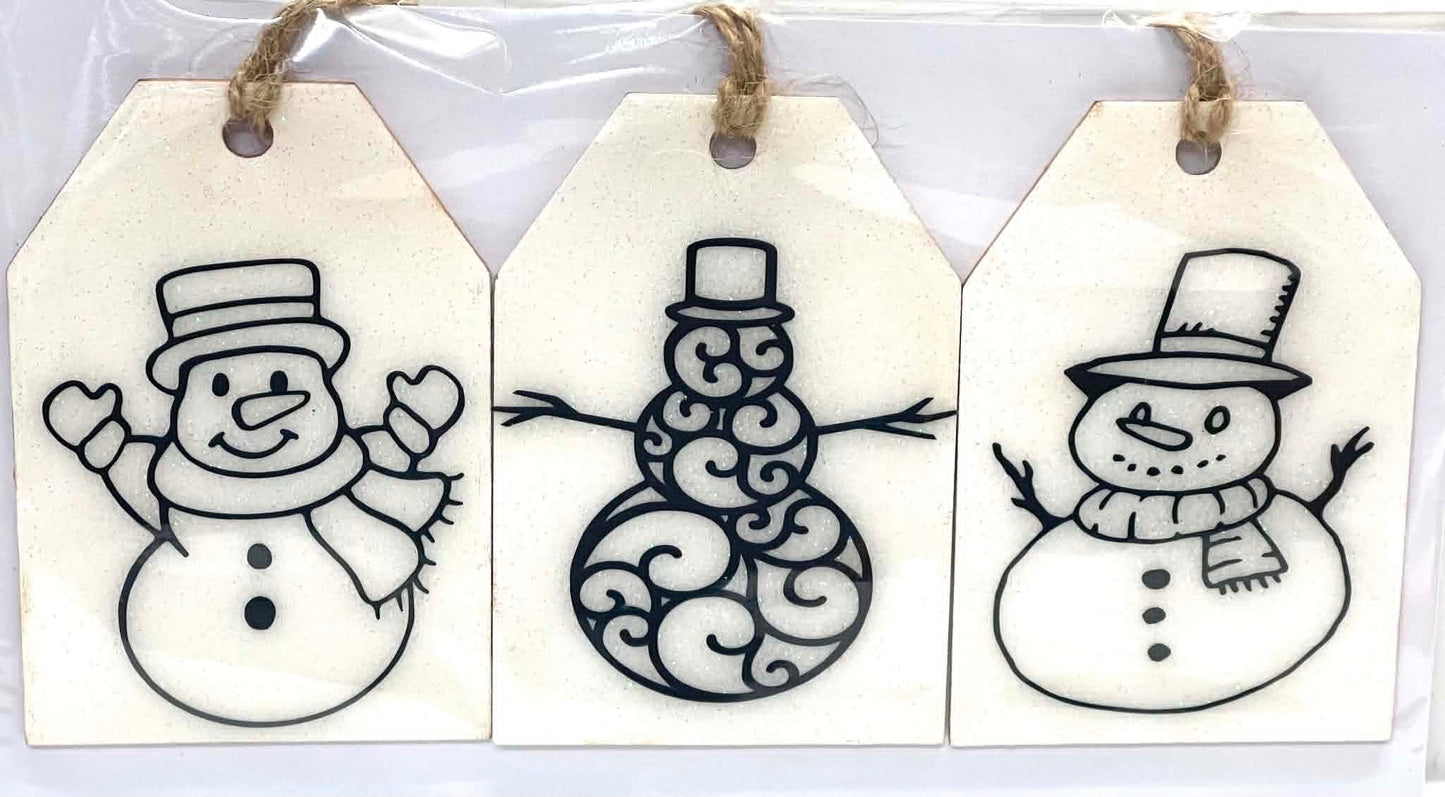 3 PC SET SNOWMAN TAGS