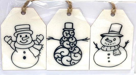 3 PC SET SNOWMAN TAGS