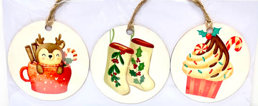3 PC SET REINDEER STOCKING CUPCAKE