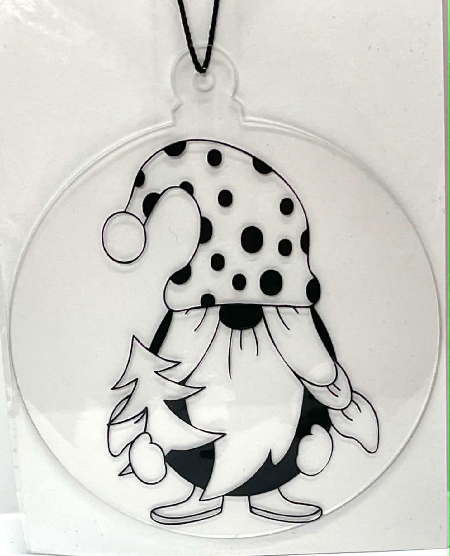 4 IN CLEAR ORNAMENT WITH BLACK VINYL GNOME 3 OPTIONS TO CHOOSE FROM