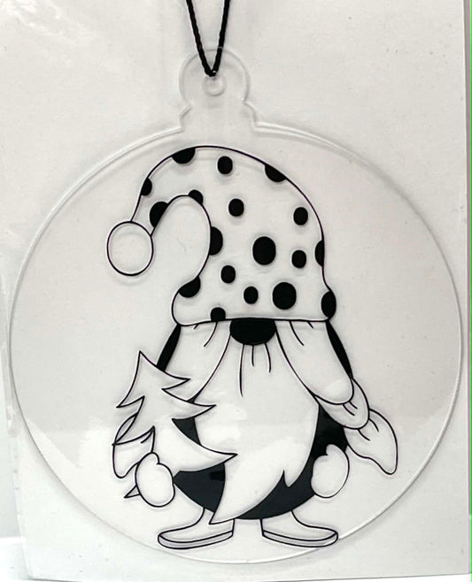 4 IN CLEAR ORNAMENT WITH BLACK VINYL GNOME 3 OPTIONS TO CHOOSE FROM