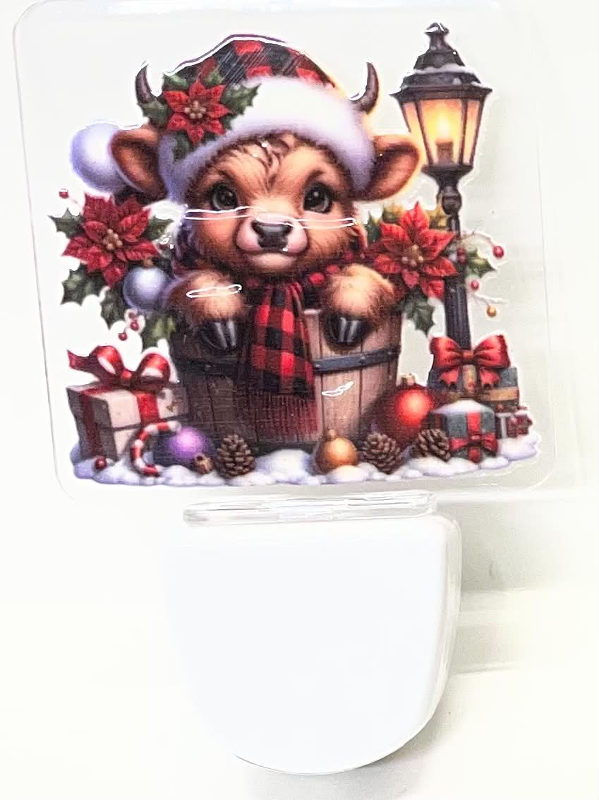 COW IN BARREL WITH LAMP POST