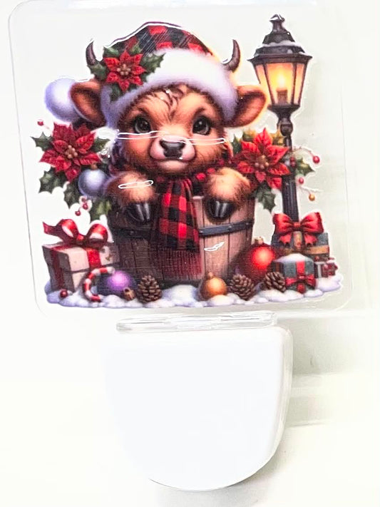 COW IN BARREL WITH LAMP POST