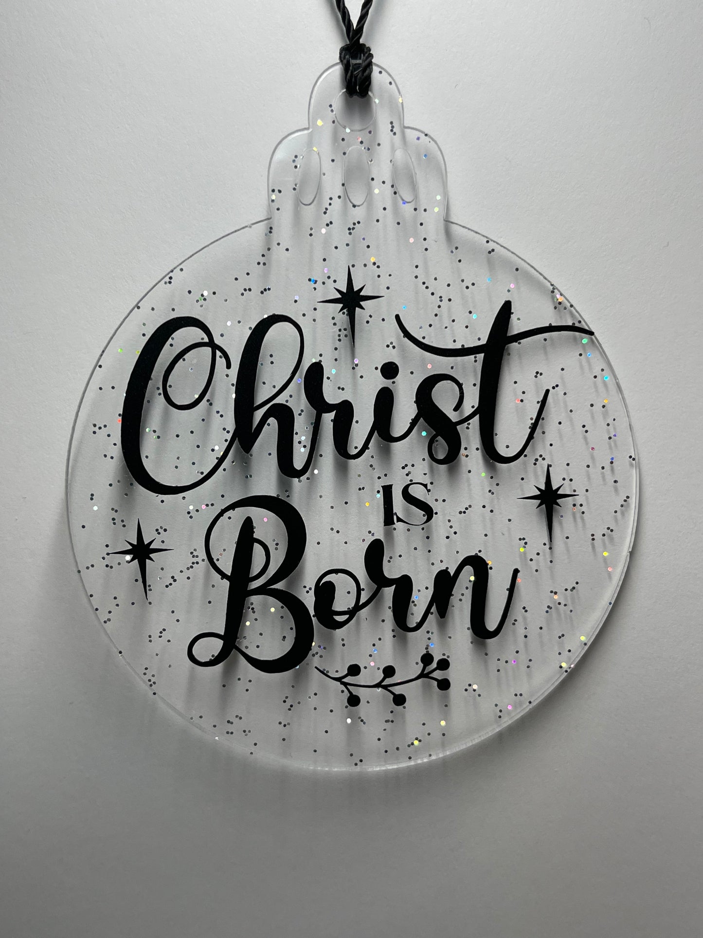 3 IN CLEAR GLITTER CHRIST IS BORN