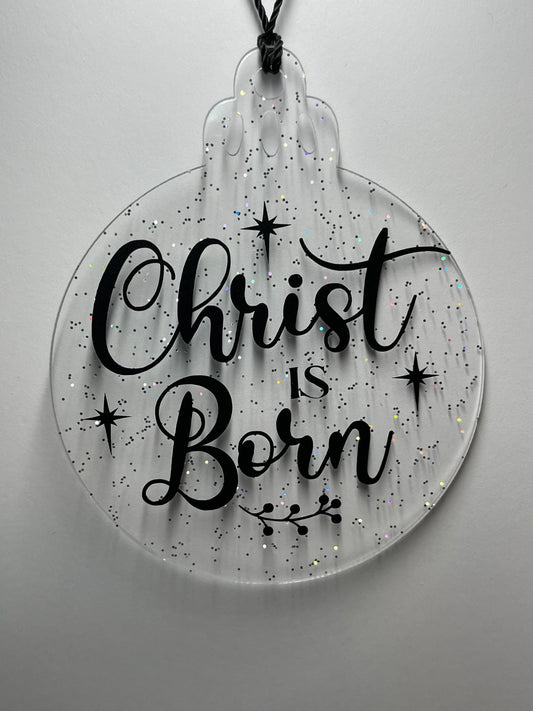 3 IN CLEAR GLITTER CHRIST IS BORN