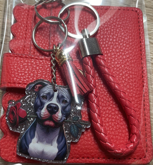 RED WITH DOG AND ROSE