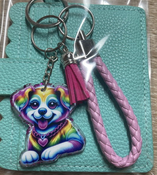 TEAL WITH RAINBOW DOG