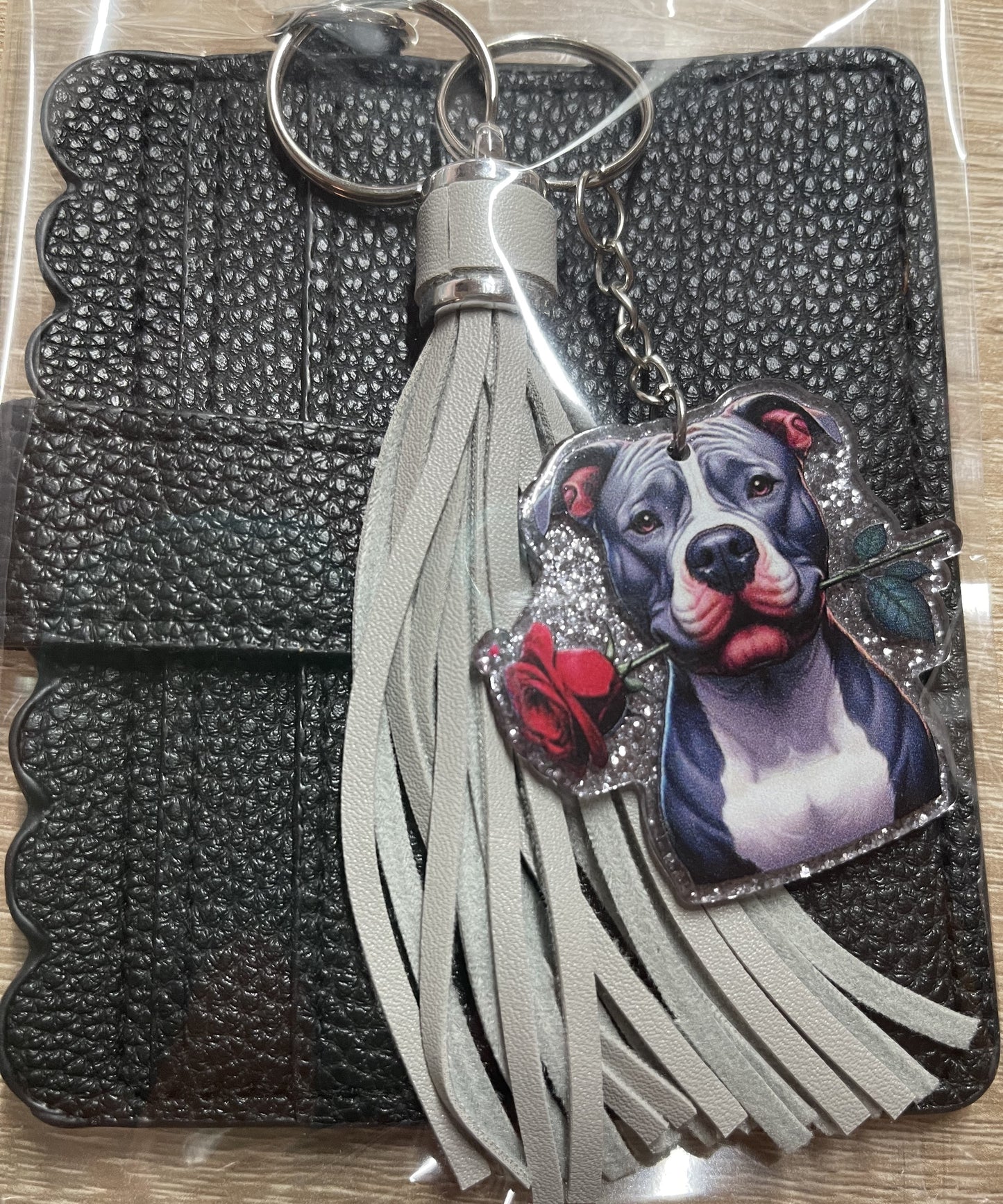 BLACK WITH DOG AND ROSE