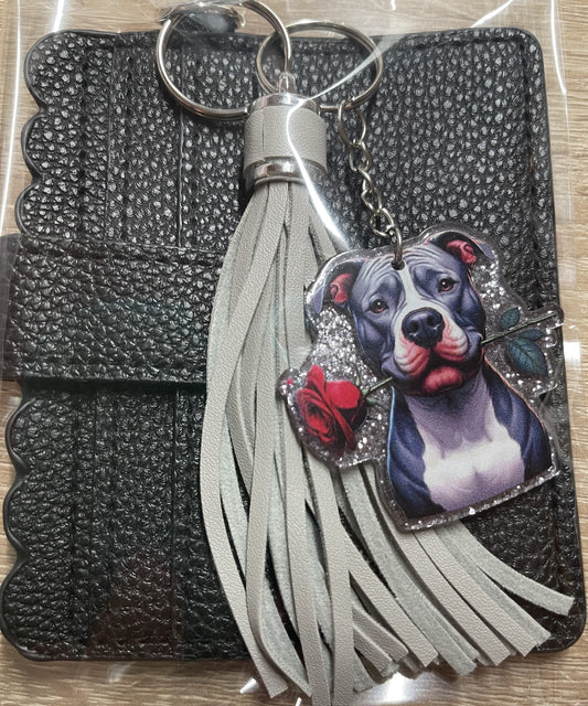 BLACK WITH DOG AND ROSE