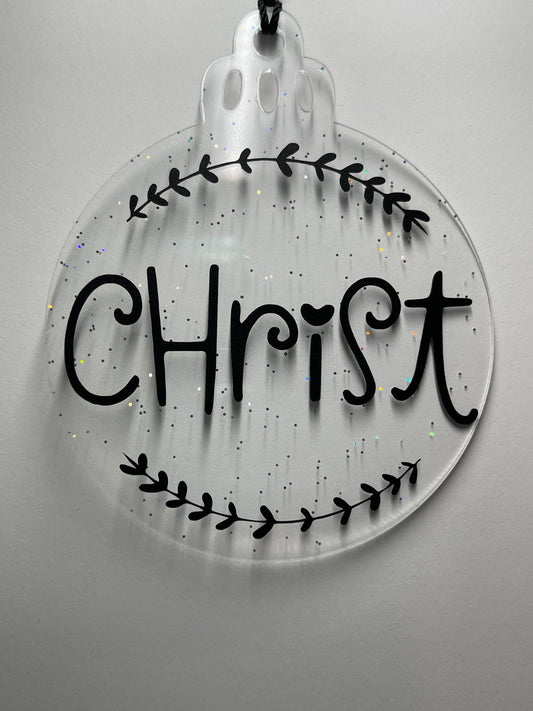 3 IN CLEAR GLITTER CHRIST