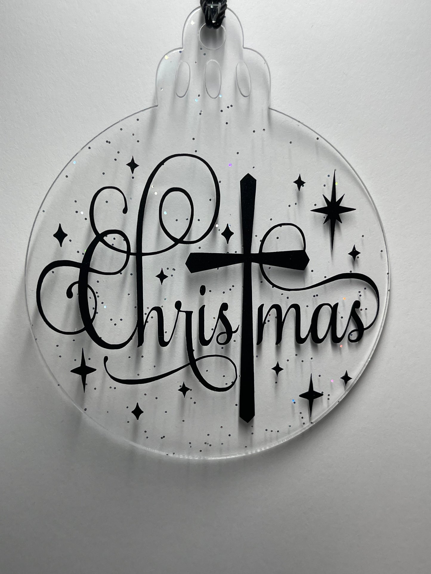 3 IN CHRISTMAS CROSS CLEAR GLITTER