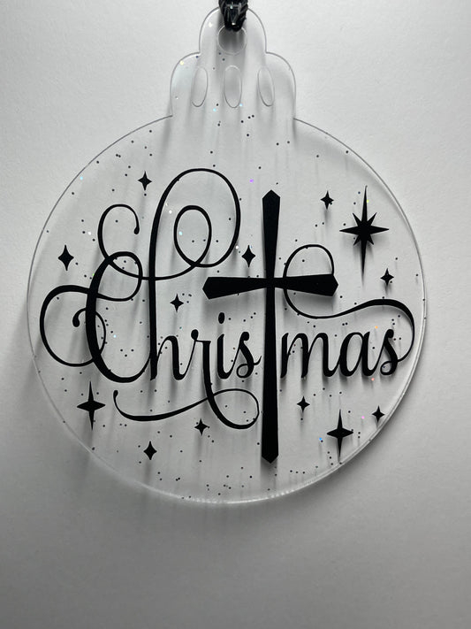 3 IN CLEAR GLITTER CHRISTMAS CROSS