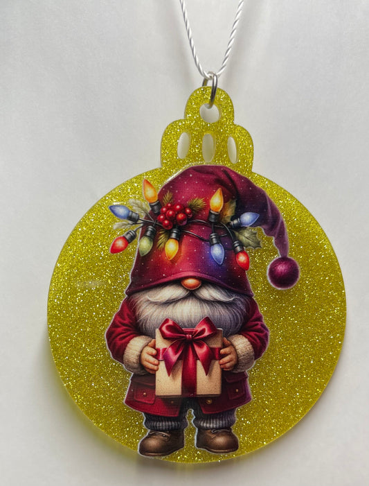 GOLD GNOME CHRISTMAS ORNAMENT