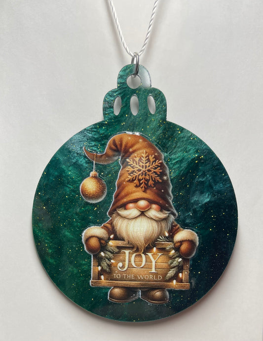 GREEN MARBLED CHRISTMAS GNOME ORNAMENT
