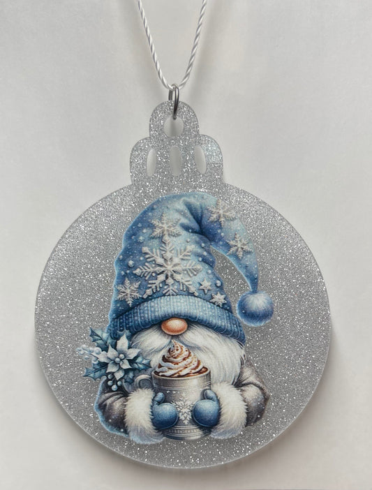 SILVER GNOME CHRISTMAS ORNAMENT
