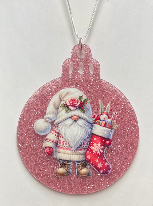 PINK CHRISTMAS GNOME ORNAMENT