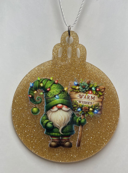 GREEN CHRISTMAS GNOME ORNAMENT