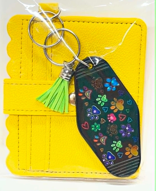 YELLOW WITH COLORFUL PAW PRINTS