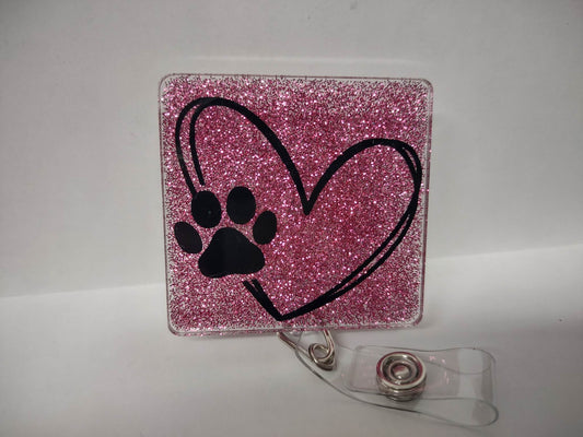 Heart Paw Print Hot Pink