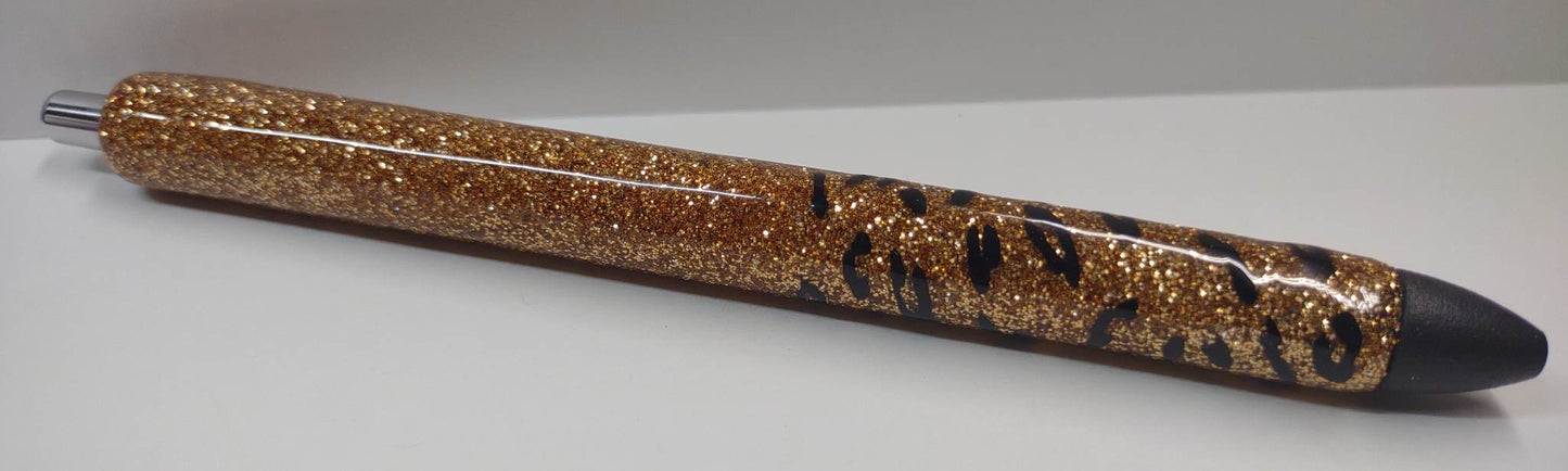 ROSE GOLD LEOPARD PRINT GLITTER PEN