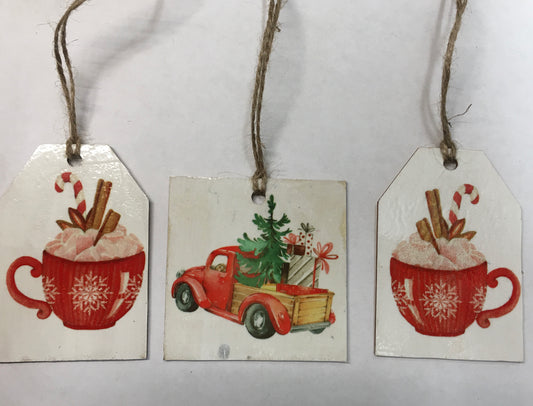 Red Truck and Mugs Set of 3