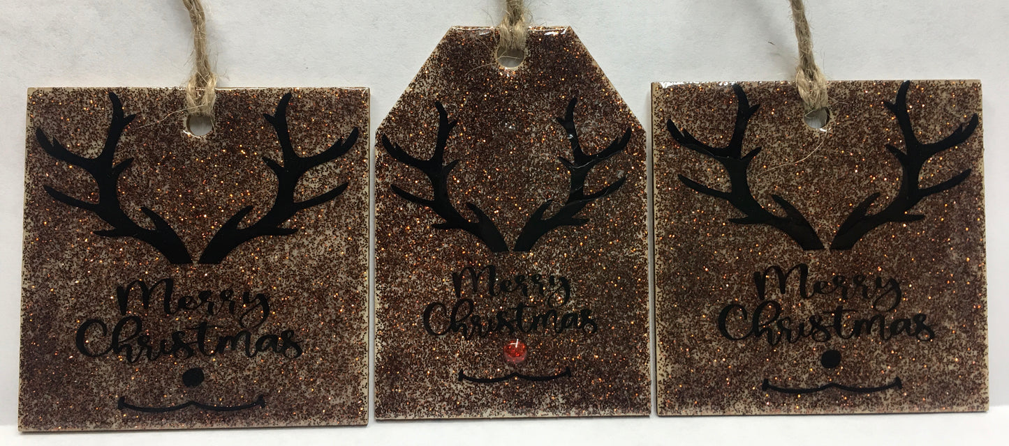 Brown Merry Christmas Reindeer Set of 3
