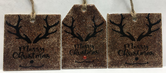 Brown Merry Christmas Reindeer Set of 3