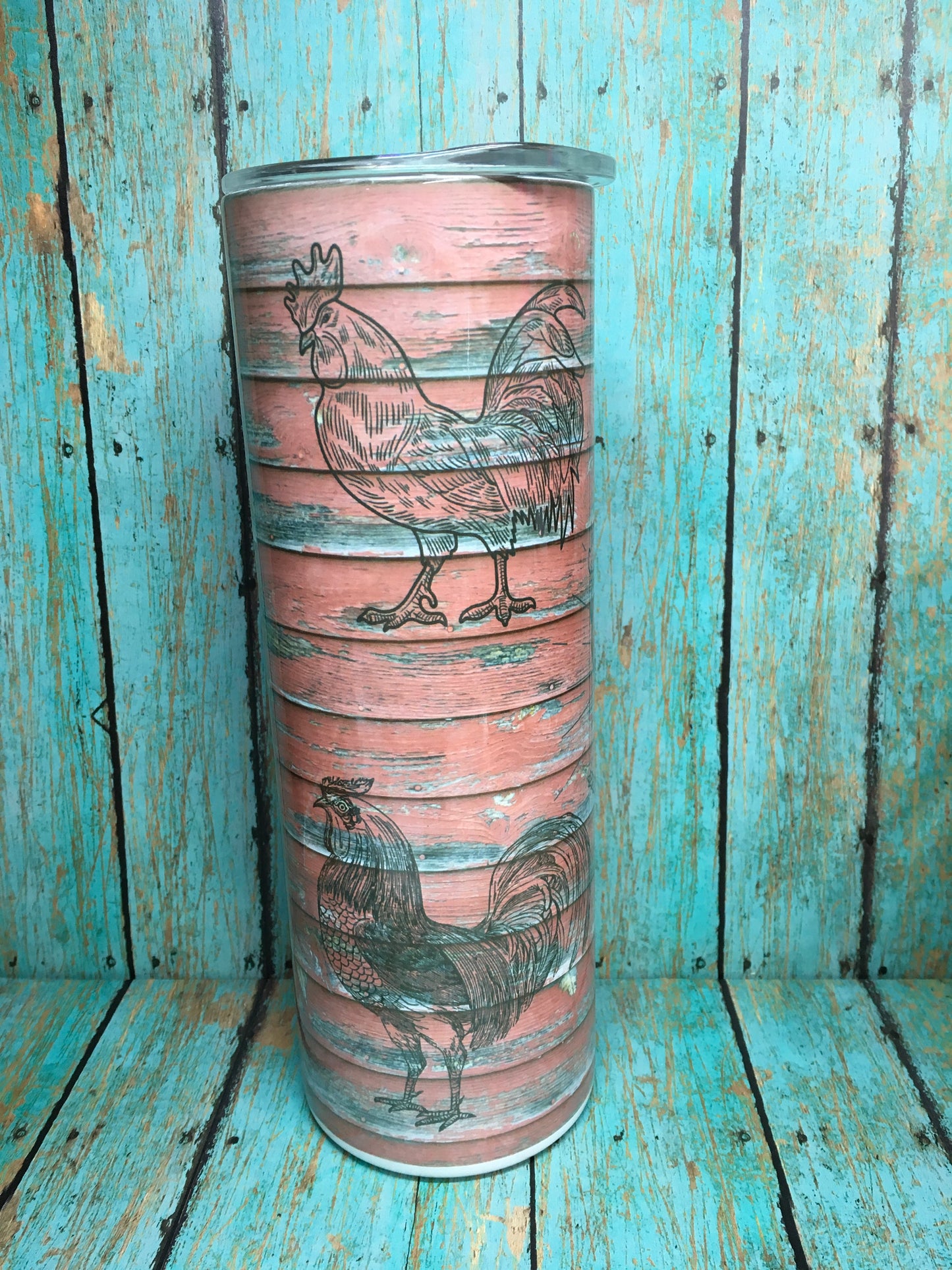 Red Barn-wood Roosters