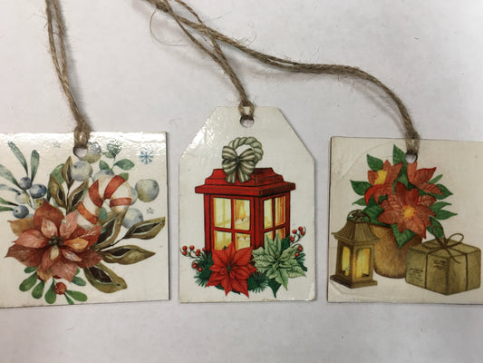 Poinsettia and Lantern Set of 3