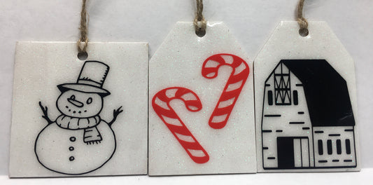 Barn, Snowman, Candy Cane’s Set of 3