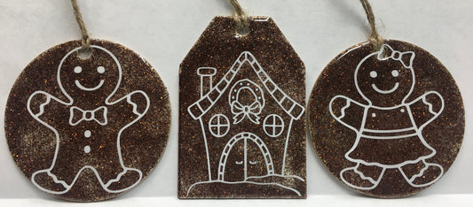 Gingerbread House and Gingerbread Boy and Girl Set of 3