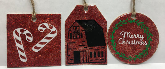 Red Barn, Merry Christmas, Candy Cane’s Set of 3